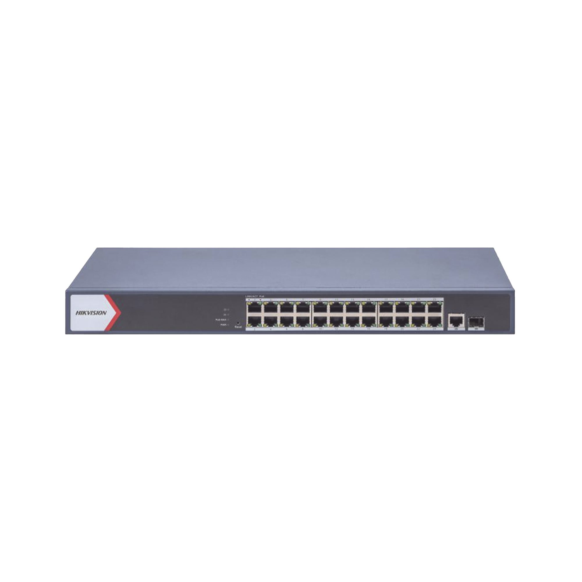 Switch Gigabit PoE+ / Administrable / 24 Puertos 1000 Mbps PoE+ / 1 Puerto 1000 Mbps Uplink / 1 Puertos SFP Uplink Configuración Remota desde Hik-PartnerPro /Modo Extendido hasta 300 Metros / 230 W Switch Gigabit PoE+ / Administrable / 24 Puertos 1000 Mbps PoE+ / 1 Puerto 1000 Mbps Uplink / 1 Puertos SFP Uplink Configuración Remota desde Hik-PartnerPro /Modo Extendido hasta 300 Metros / 230 W
